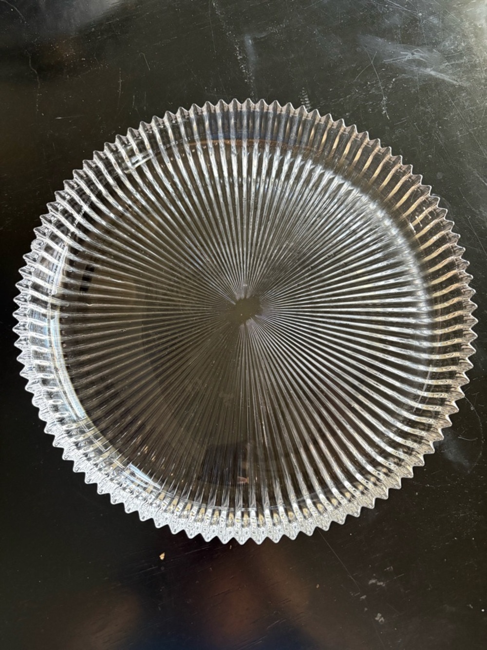 Clear Radiant Ribbed Glass Serving Platter